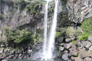 Jeongbang Waterfall on Jeju Island