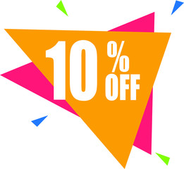 Sale tag, discount 10% off, isolated sticker, banner design template, vector illustration