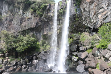 Jeongbang Waterfall on Jeju Island
