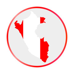 Fototapeta premium Peru icon. Shape of the country with Peru flag. Round sign with flag colors gradient ring. Classy vector illustration.