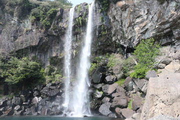 Jeongbang Waterfall on Jeju Island