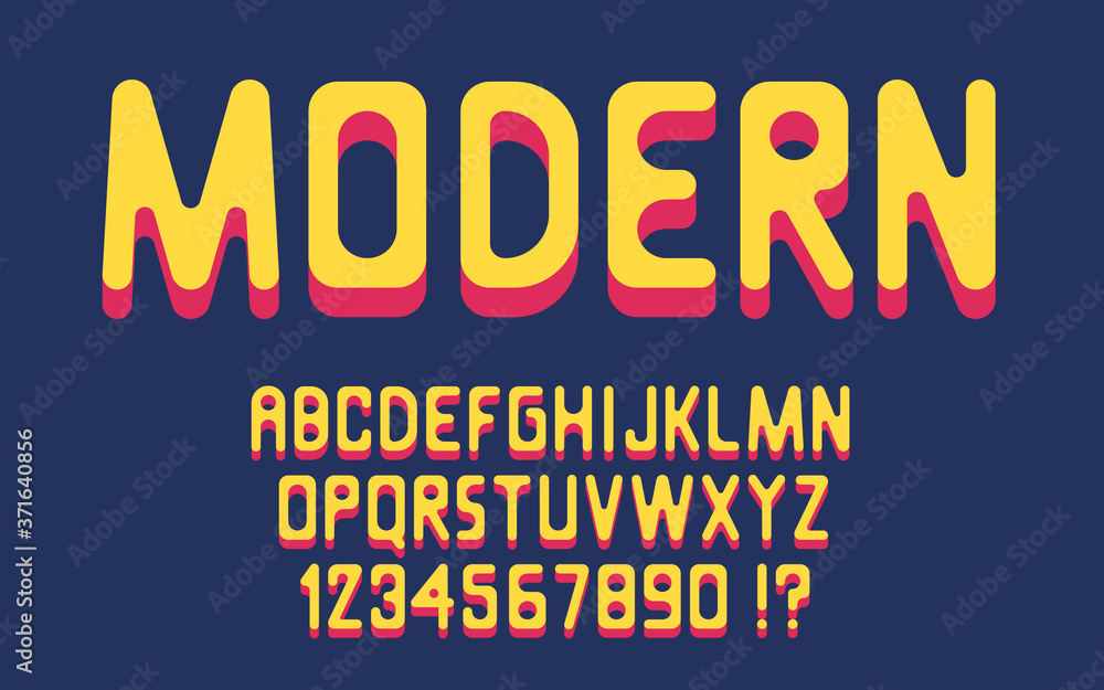 Poster geometric smooth bold font 3d modern design hipster letters and numbers with shadow vector alphabet