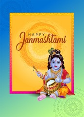 Obraz na płótnie Canvas srikrishna with happy janmashtami.vector illustration