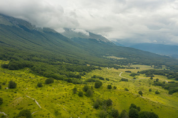 aerial view of the san leonardo pass in the majella mountain area abruzzo italy