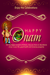 Happy Onam festival background for South India Kerala traditional celebration.Vallam-kali festive kerala.