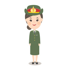 Cartoon in Thai Dress Army Uniform