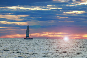 Beautiful views of the panorama and the sea at sunset.