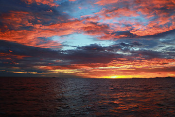 Beautiful views of the panorama and the sea at sunset.