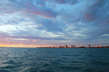 Beautiful views of the panorama and the sea at sunset.