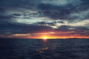 Beautiful views of the panorama and the sea at sunset.