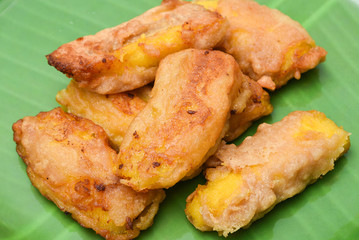 Banana fry, Pazham Pori traditional Kerala snack sweet food fried in coconut oil for tea time snack, Onam, Vishu festival.