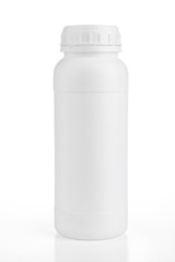 Plastic bottle without label on white background