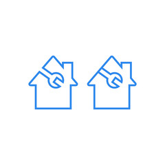 Home Repair Logo Template with Wrench symbol. Vector home service icon.