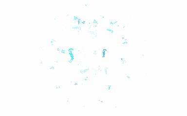 Light BLUE vector doodle pattern with leaves, branches.