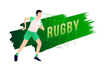Vector illustration of rugby player in action. Sports concept