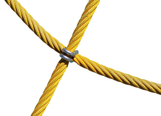 Hooks and elastic strap rope isolated on white