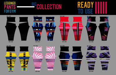 fitness leggings pants big collection vector with mold and ready to use 01 - obrazy, fototapety, plakaty