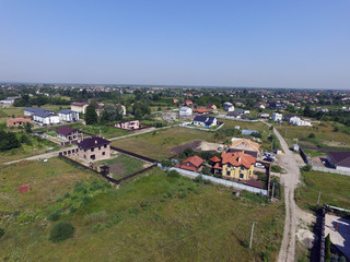 Aerial view of the saburb landscape (drone image). Near Kiev