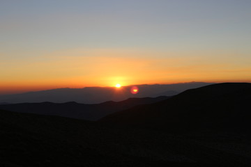 Dante's view, lookout over Badwater basin Death Valley at sunrise in summer