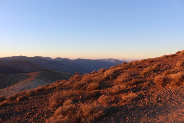 Dante's view, lookout over Badwater basin Death Valley at sunrise in summer