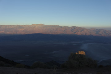 Dante's view, lookout over Badwater basin Death Valley at sunrise in summer