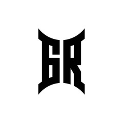 GR monogram logo with curved side