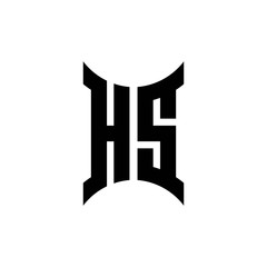 HS monogram logo with curved side