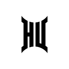 HU monogram logo with curved side