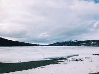 winter landscape with lake