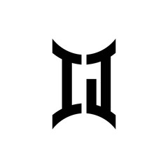 IJ monogram logo with curved side