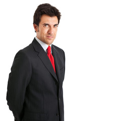 Handsome businessman portrait isolated on white