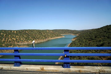 Arid landscape in Portugal's Alantejo photographed in summer