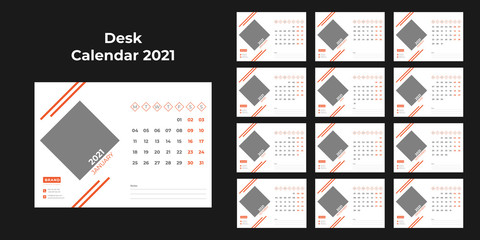 Desk Calendar 2021 Template Design.