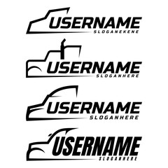 semi truck line logo design concept vector mini set art © THE LASTMINI