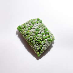 Frozen food vegetable green pea on white background. Healthy eating concept