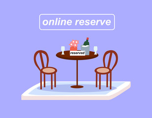 Reserve a table in a cafe, a vector graphics