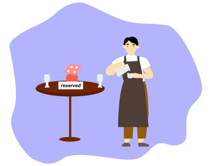 Reserve a table in a cafe, vector graphics