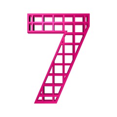 3D NUMBER TEXT MADE OF MAGENTA GRID PATTERN LINES