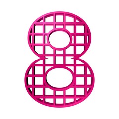 3D NUMBER TEXT MADE OF MAGENTA GRID PATTERN LINES