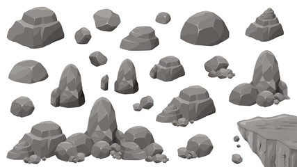 岩と石のイラスト素材セット 岩石 崖 ダークブラウン Wall Mural ふわぷか