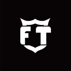 FT Logo monogram with shield around crown shape design template