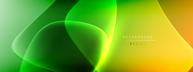 Vector abstract background - liquid bubble shapes on fluid gradient with shadows and light effects. Shiny design template for text