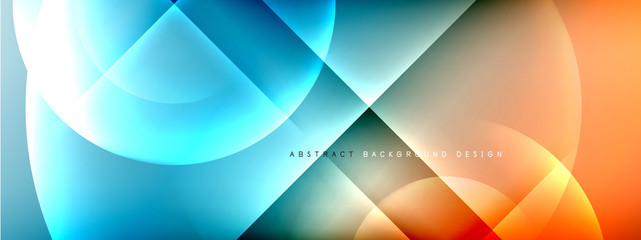 Vector abstract background - circle and cross on fluid gradient with shadows and light effects. Techno or business shiny design templates for text