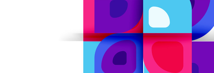 Set of vector modern geometric abstract backgrounds with repeating abstract round shapes patterns and shadow effects