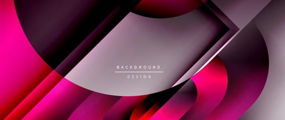 Vector geometric abstract background with lines and modern forms. Fluid gradient with abstract round shapes and shadow and light effects