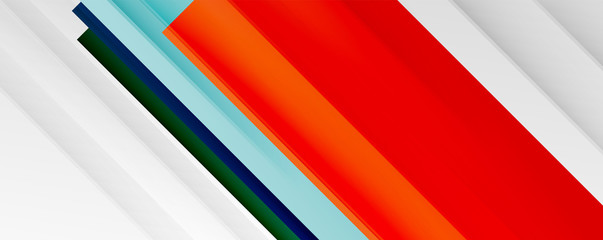 Geometric abstract backgrounds with shadow lines, modern forms, rectangles, squares and fluid gradients. Bright colorful stripes cool backdrops