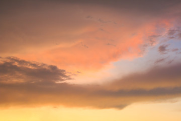 An orange and yellow sky with clouds. , Beautiful sky