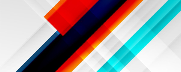 Geometric abstract backgrounds with shadow lines, modern forms, rectangles, squares and fluid gradients. Bright colorful stripes cool backdrops