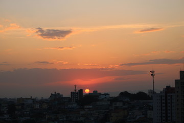 sunset in the city with sky in details