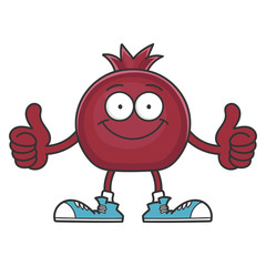happy smiling pomegranate fruit cartoon